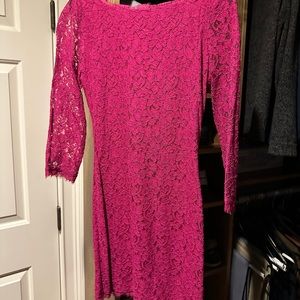 Diane von Furstenberg dress, size 6, fits more like a 2/4 in fuschia lace.